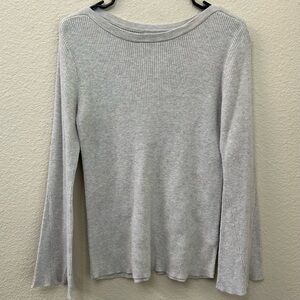 Long Sleeve Gray Ribbed with Slight Bell Sleeve